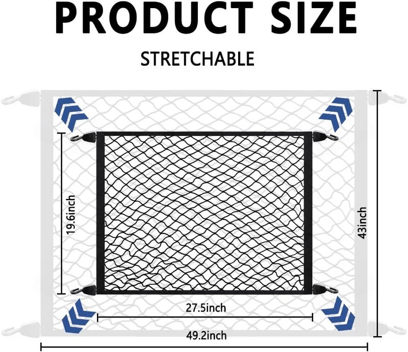 Figpade Cargo Net for SUV,Upgraded Highly Elastic Truck Cargo Net with Trunk Net Hooks - Stretch to 49.2"x43",Premium Truck Bed Netting for Cargo for Car Organizer and Storage (27.5" x 19.6") - Image 2